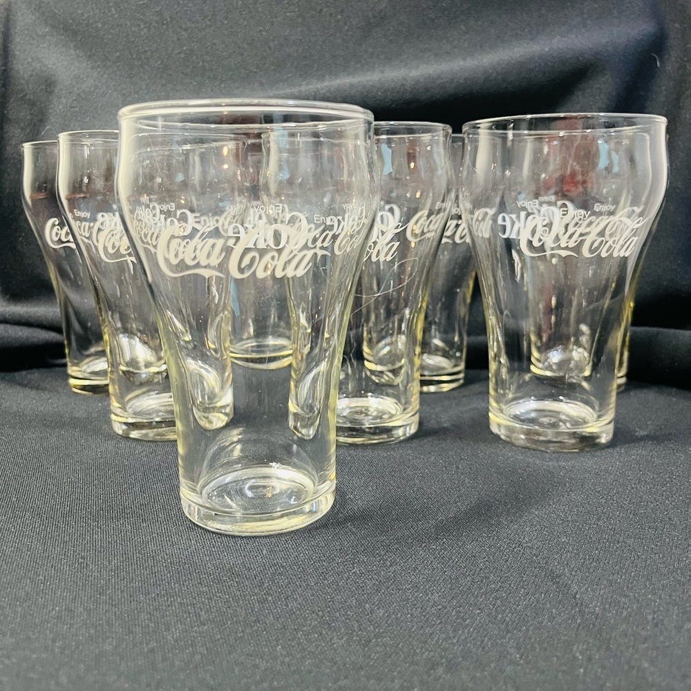 Vintage Coca-Cola Glasses set of 8 Transparent Glasses Vintage Enjoy Coke